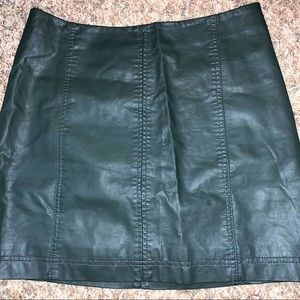 Free People Leather Skirt Deep Green
